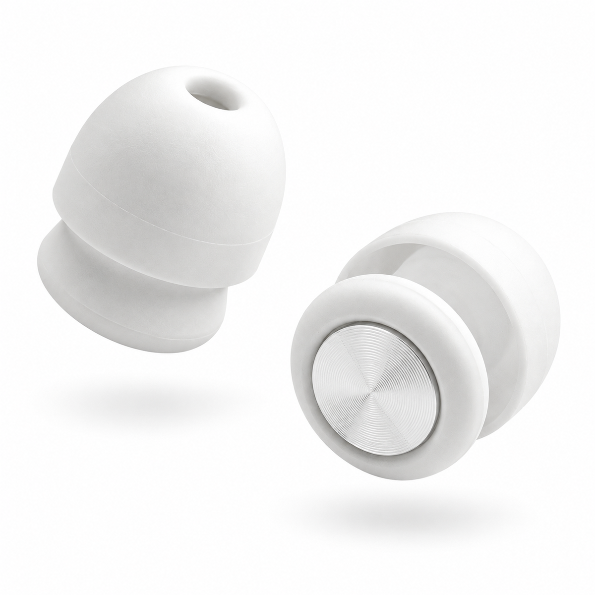A pair of Arctic Roam Everyday Invisible earplugs, shown against a clean white background.